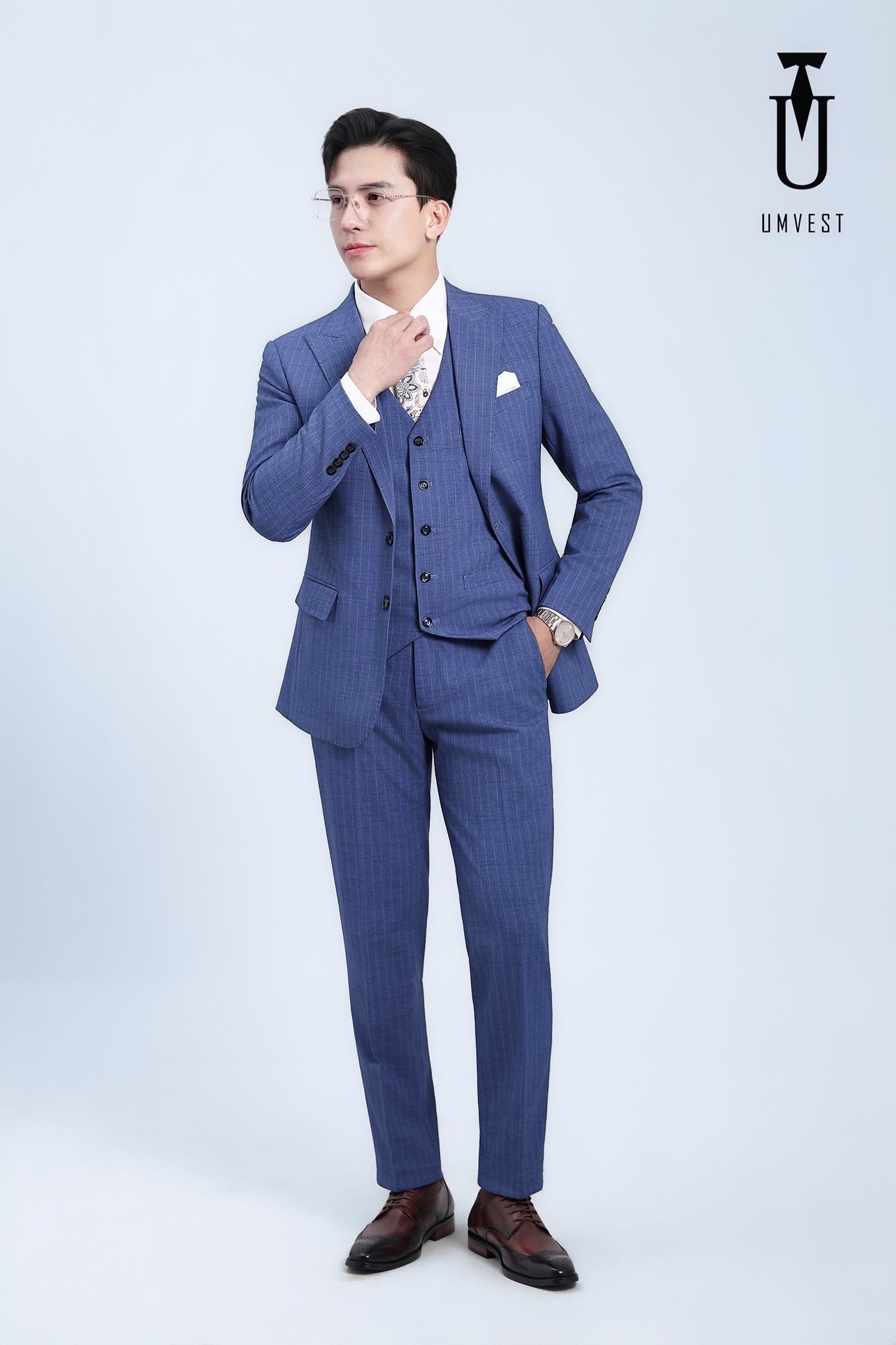 Vest Xanh Dương Sọc Gile